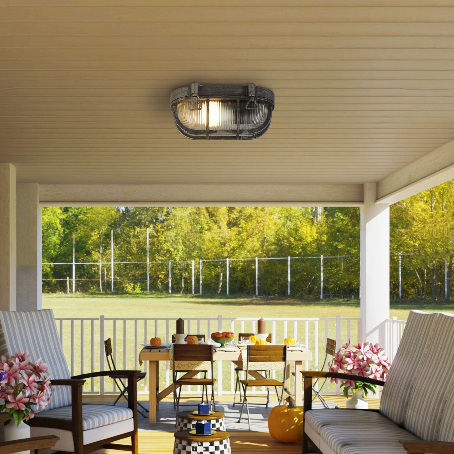 Außenwandlampe IP44 E27 H: 25 cm Maritim in Silber antik