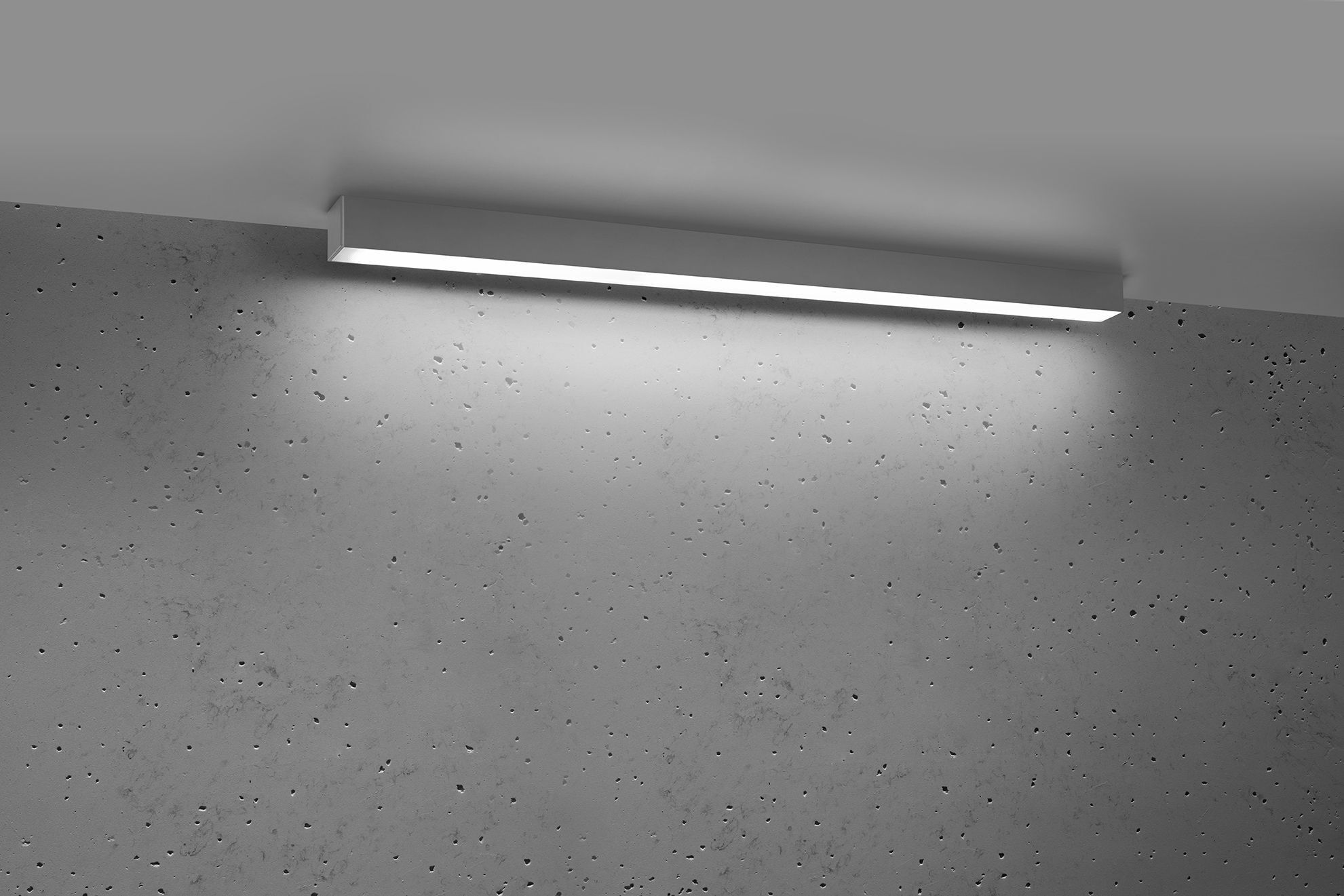 LED Deckenleuchte Grau Metall 4000 K 90 cm lang flach