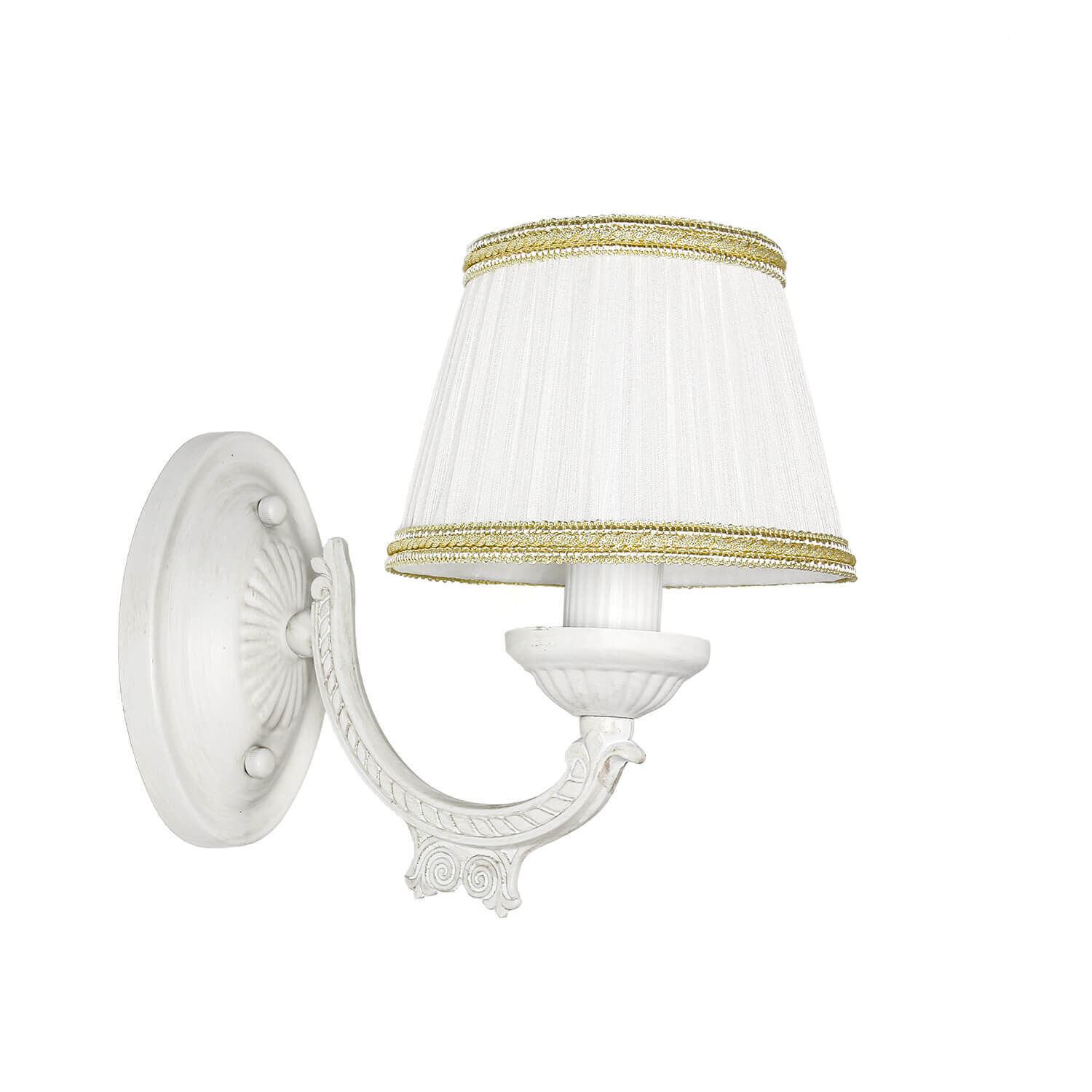 Wandlampe Shabby Weiß Stoff Klassisch E14 SOFIA