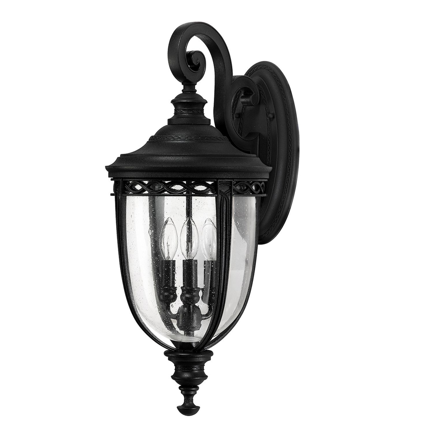 Große Wandlampe EDMUND Schwarz H:62cm IP44 außen