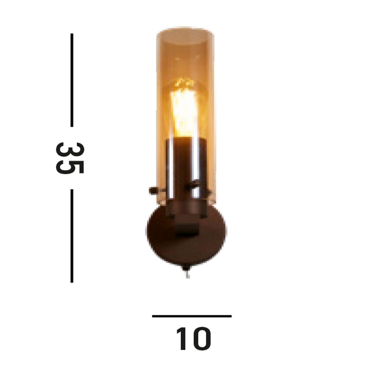 Wandlampe mit Schalter Metall Glas E27 Mokka Bernstein