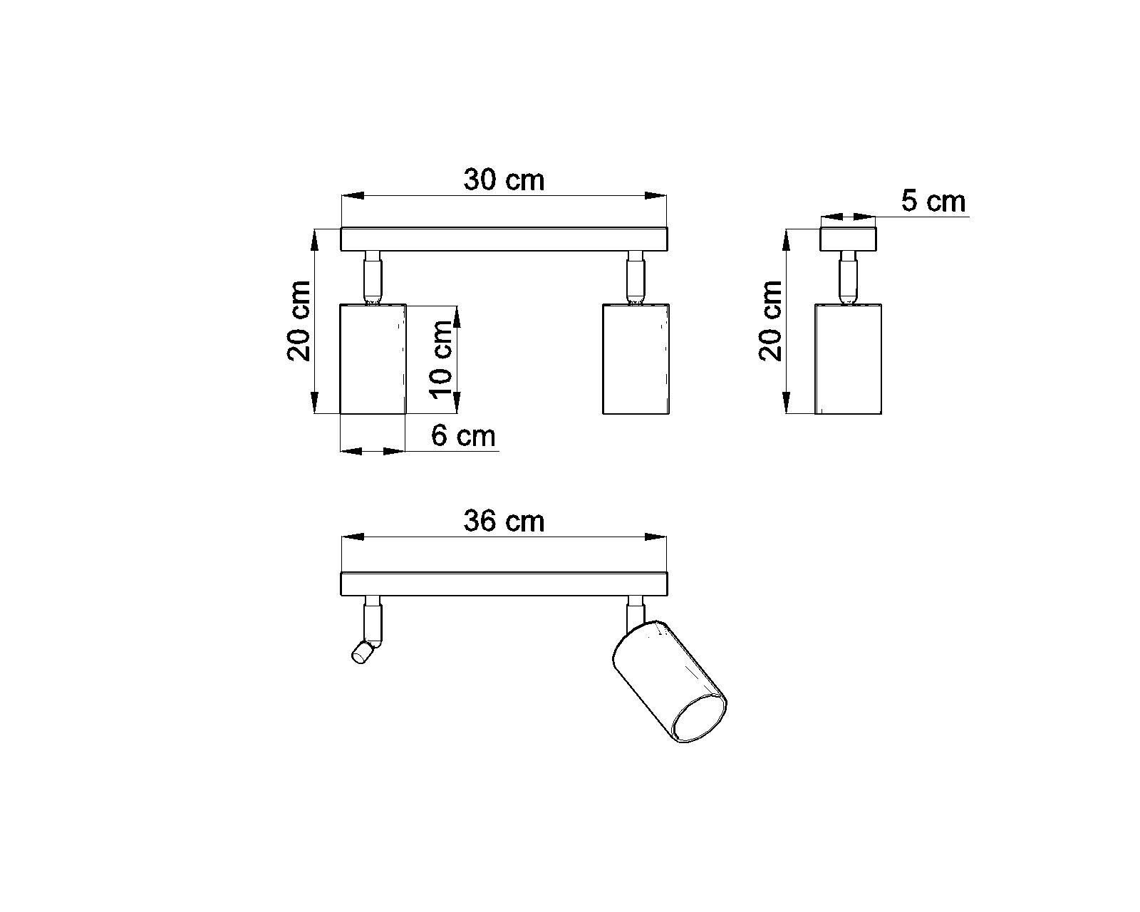 Wohnlicher Deckenstrahler Wohnzimmer Holz L:36cm 2x