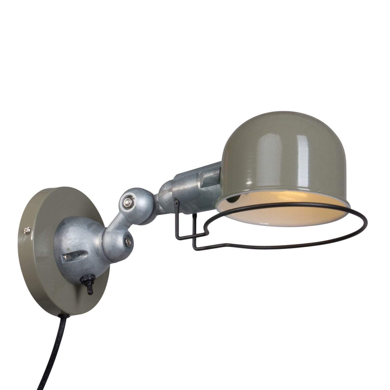 Beweglicher Wandspot mit Stecker in Grün Silber T:29 cm