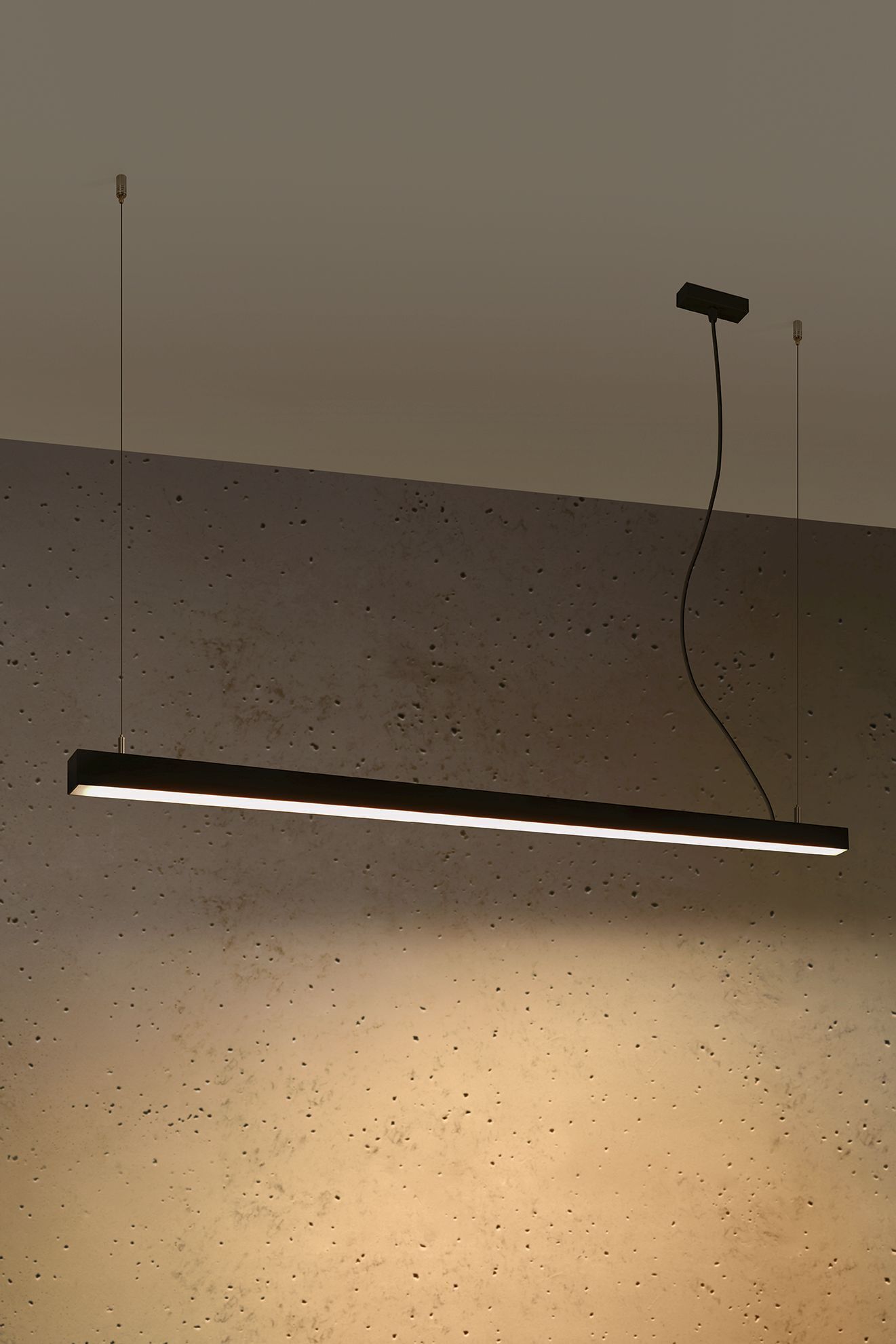 LED Hängelampe Metall Schwarz 150 cm länglich 3000 K