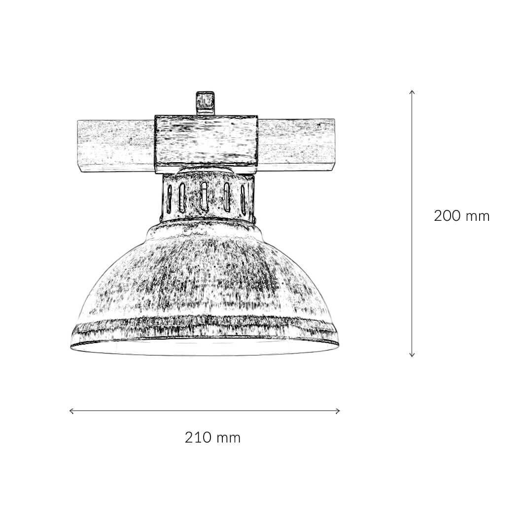 Wandleuchte HAKON Kupfer Antik Echt Holz Metall