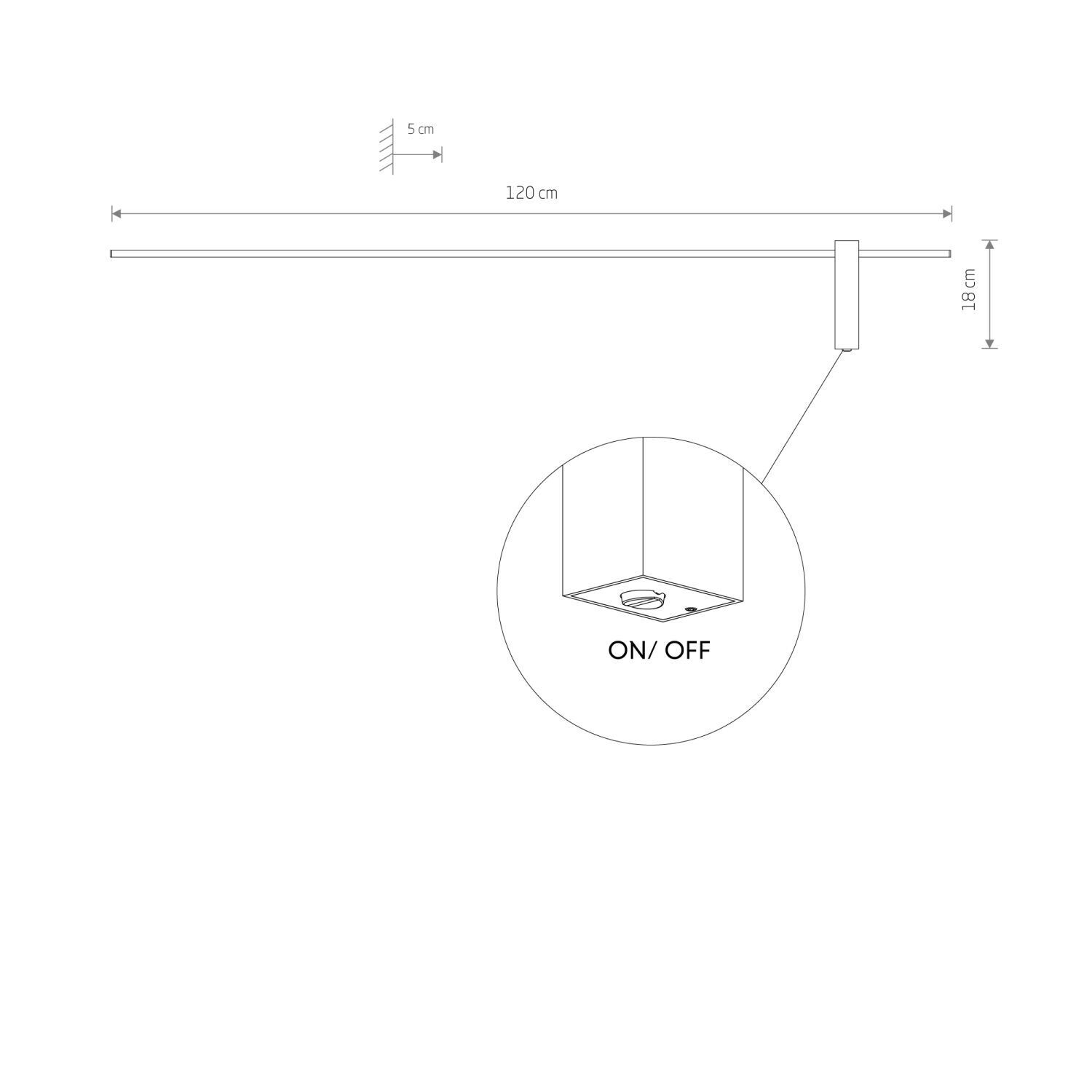 LED Wandleuchte Schwarz indirekt 120 cm lang 3000 K 540 lm