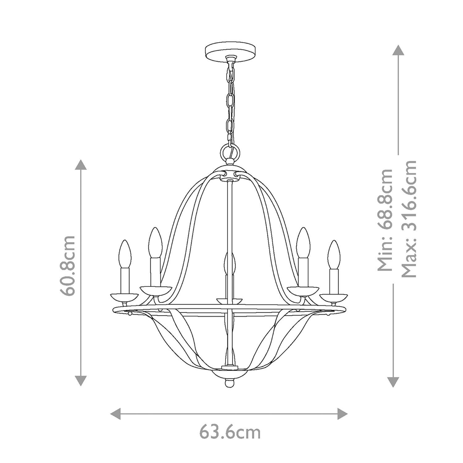 Kronleuchter Rustikal Shabby Weiß Ø 63,6 cm 5x E14