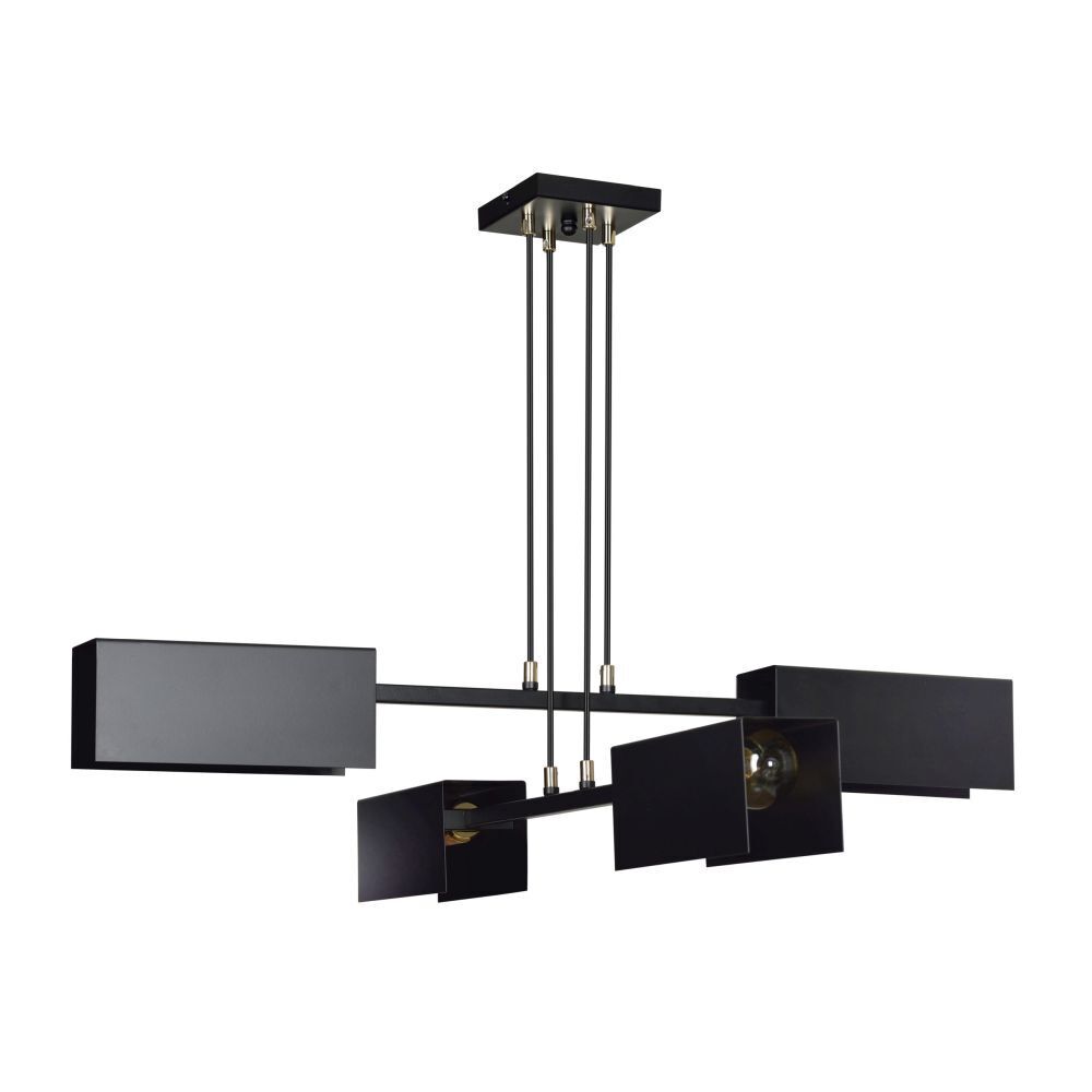 Pendelleuchte Metall Modern Design 4x E27 Schwarz