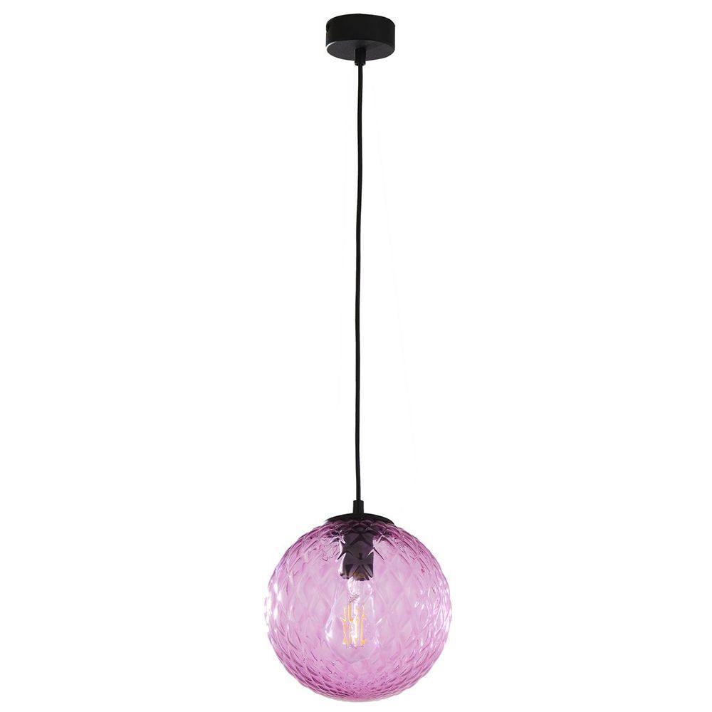 Pendelleuchte Schwarz Rosa E27 Glas Metall Modern