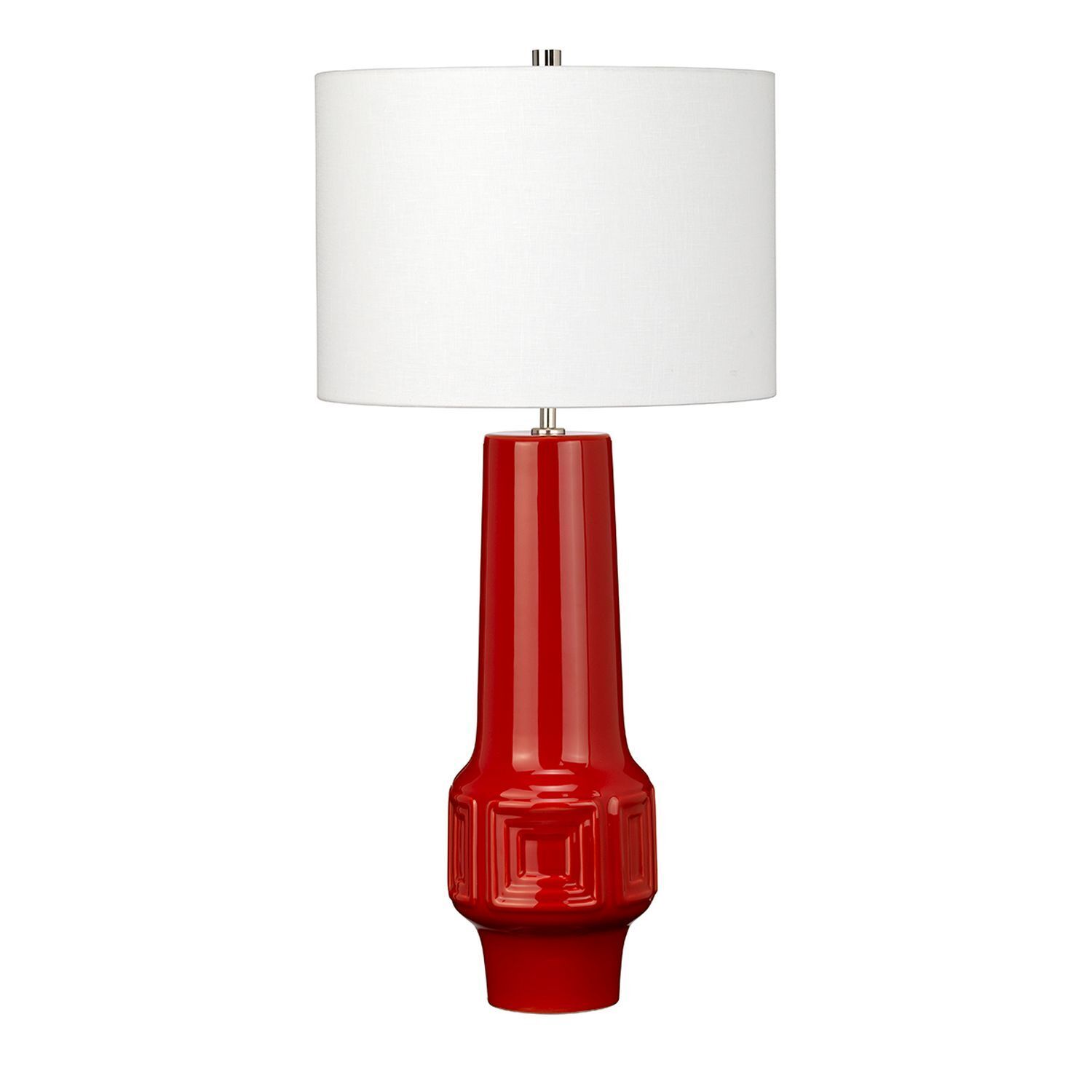 Tischlampe LENIO Keramik Rot Creme H:76cm Retro