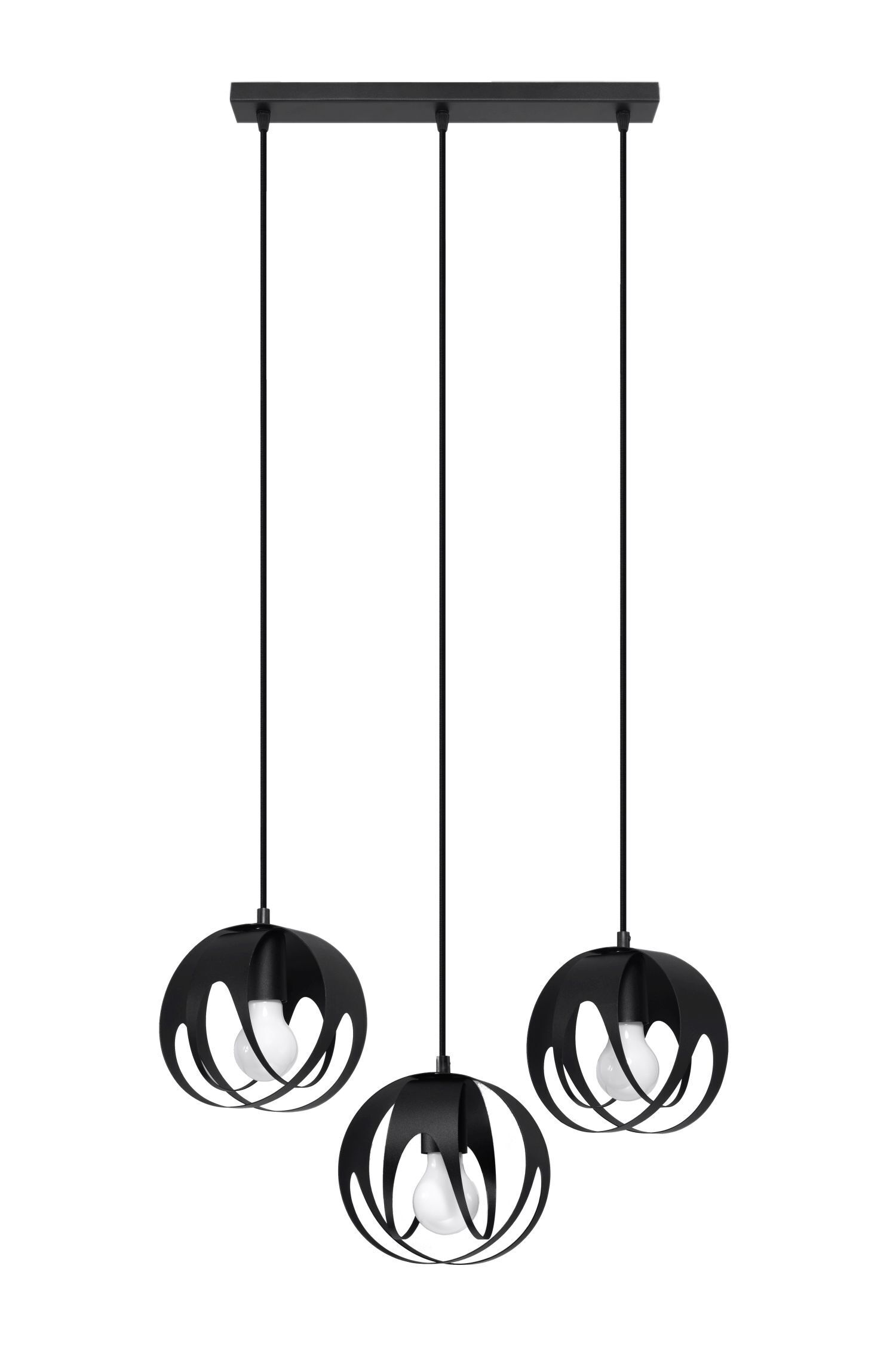 Hängelampe Schwarz Metall 3-flammig verstellbar E27