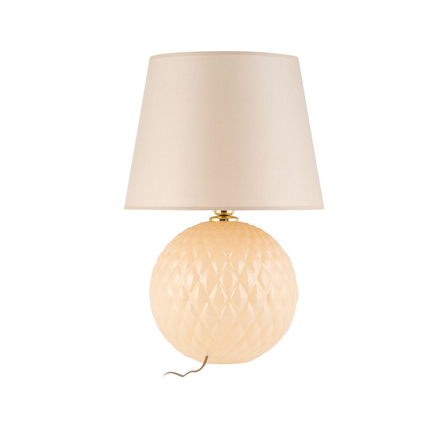 Nachttischlampe Glas Stoff 60 cm Klassisch E27 Ecru Beige