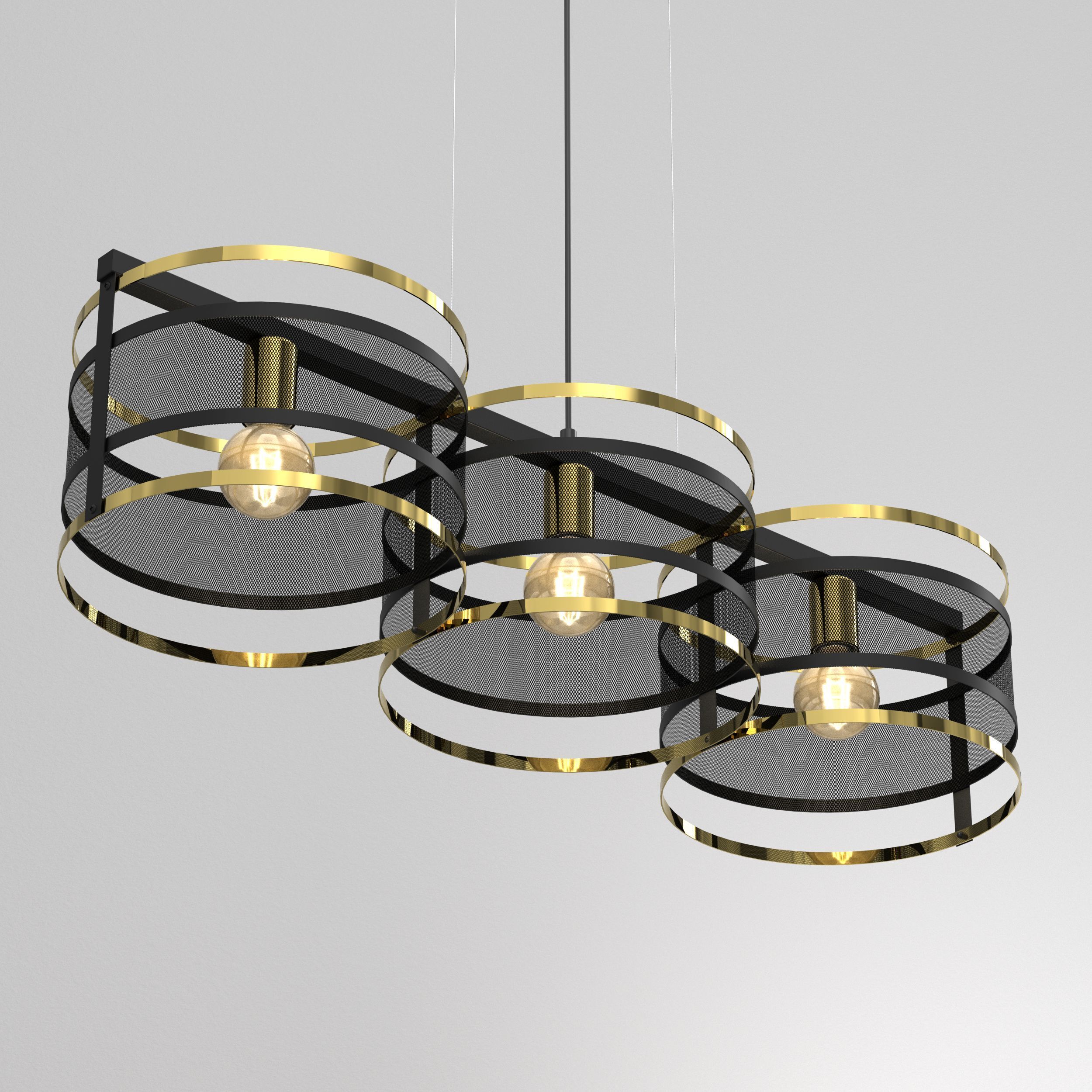 Hängeleuchte Schwarz Gold Esstisch Mesh Metall MURINE