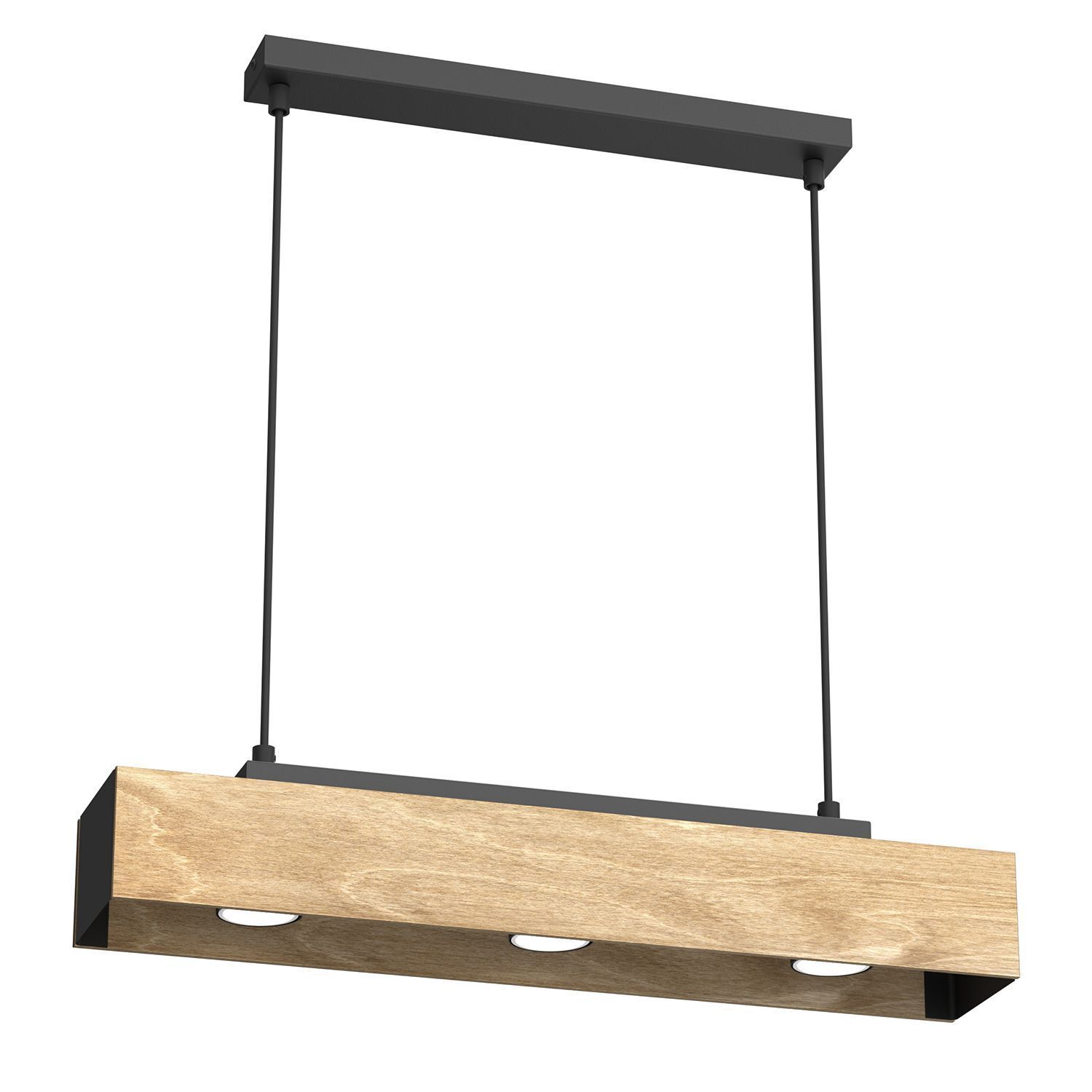 Hängelampe Holz Metall Schwarz L:57 cm GU10 gemütlich