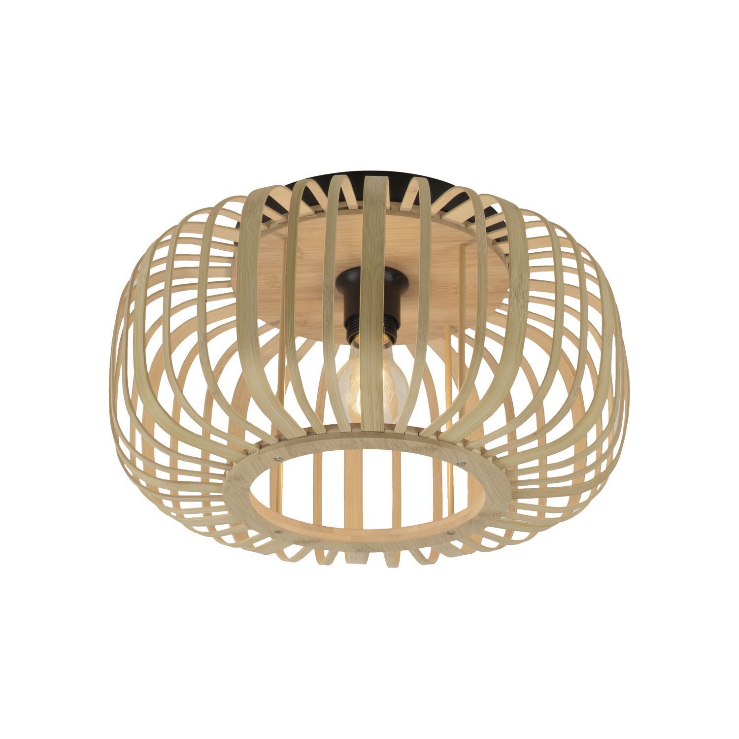 Runde Deckenleuchte Skandinavisch Holzschirm E27 Ø42 cm