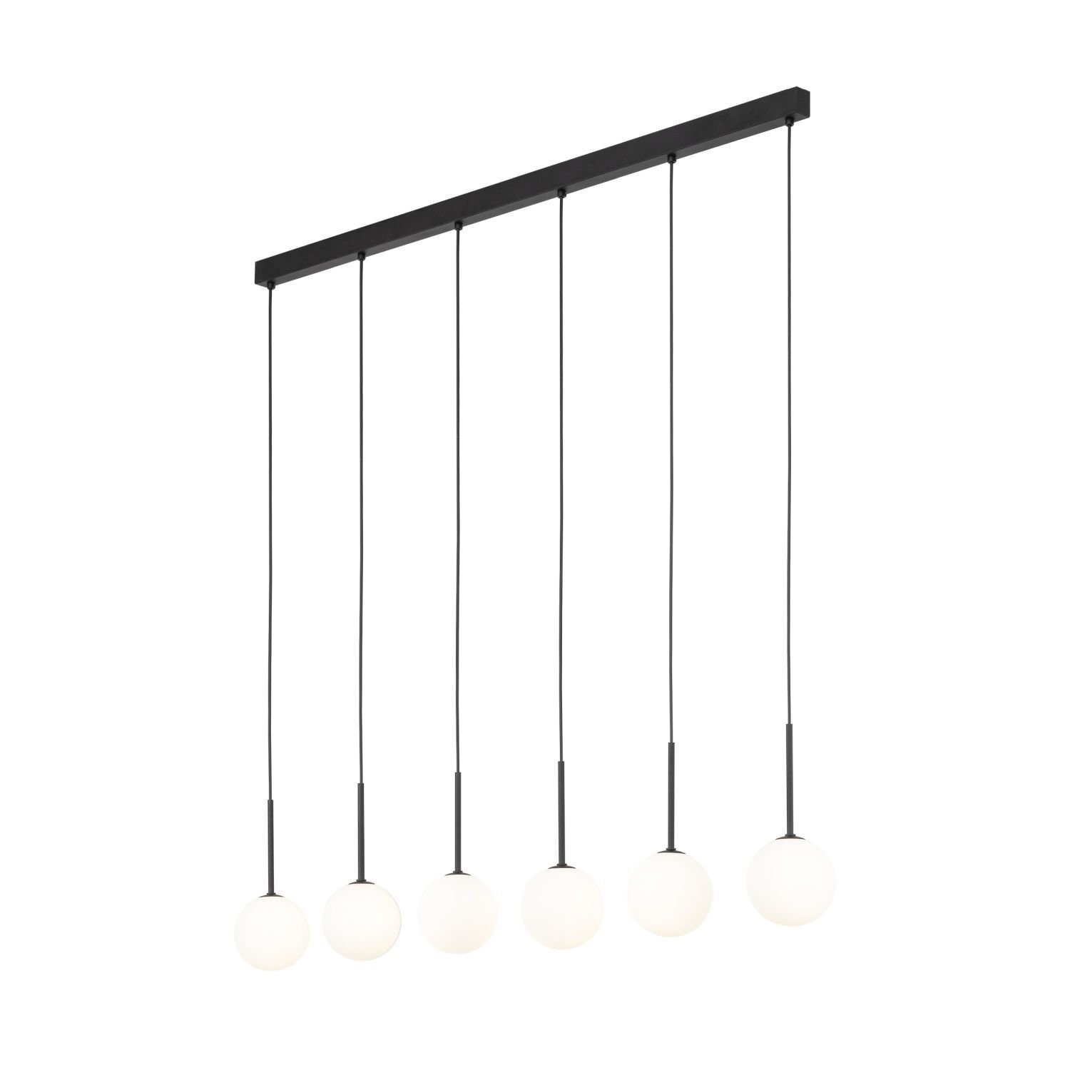 Pendelleuchte B: 122 cm Glas Metall Schwarz Weiß 6x G9