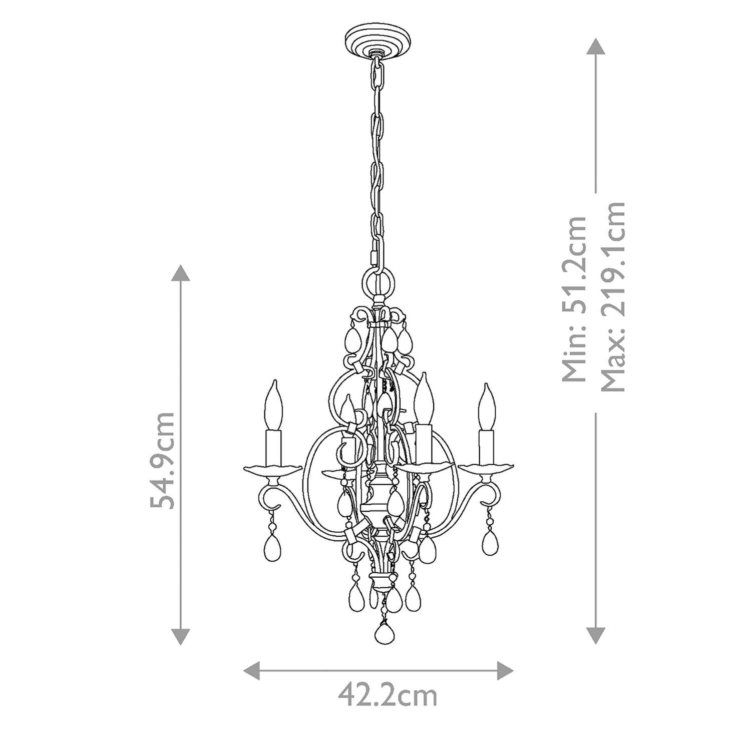 Kronleuchter Kristall Metall B: 42,2 cm in Bronze Antik