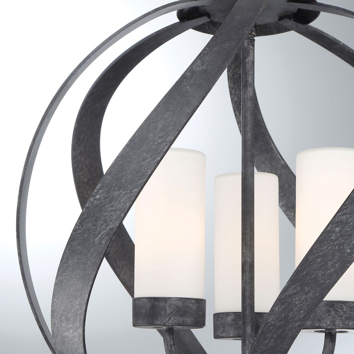 Pendelleuchte außen Metall Glas 3x E14 IP44 Ø 41 cm