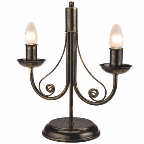 Tischlampe Metall Schwarz Rustikal H:36cm Antik