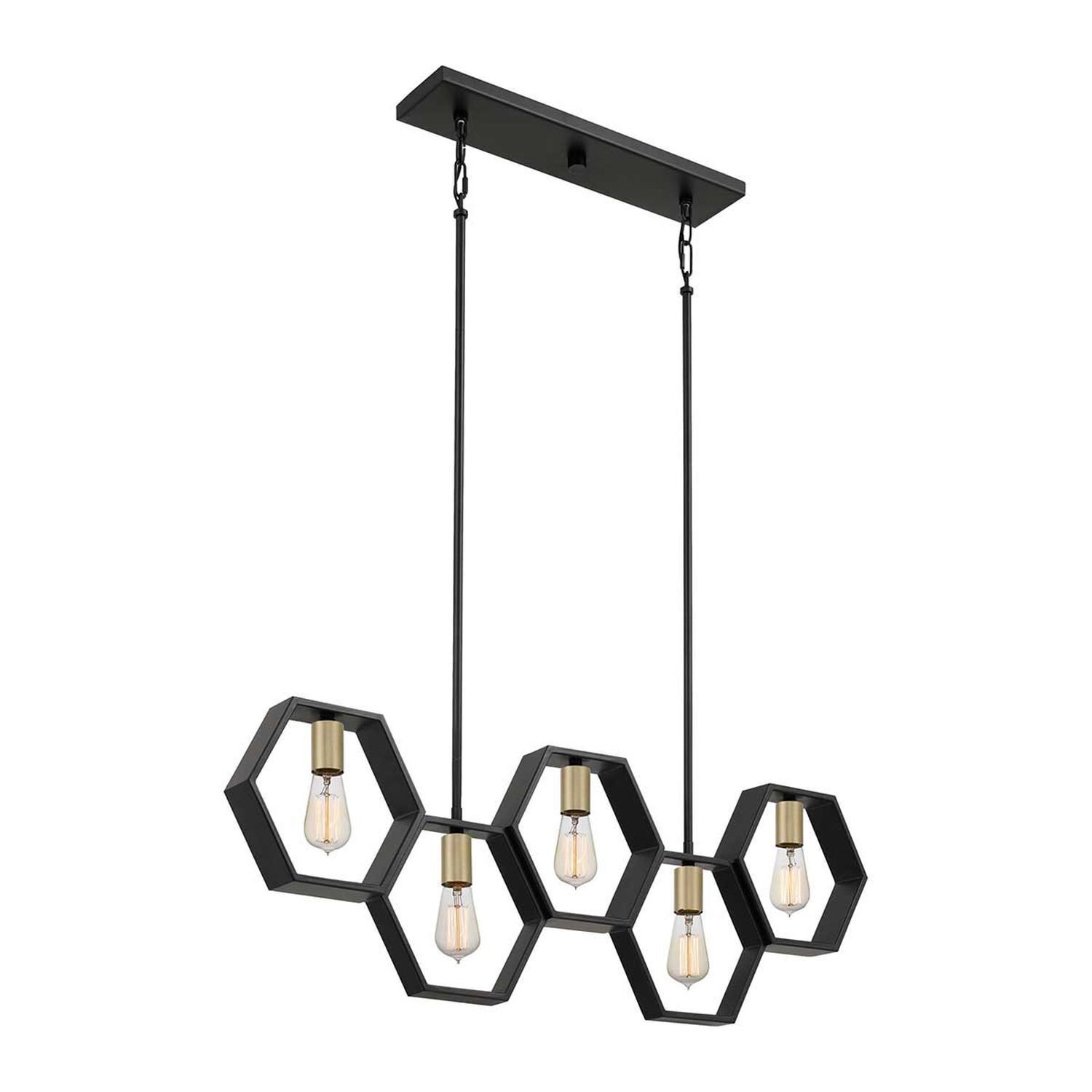 Hängeleuchte Metall L: 101,6 cm höhenverstellbar Schwarz Gold