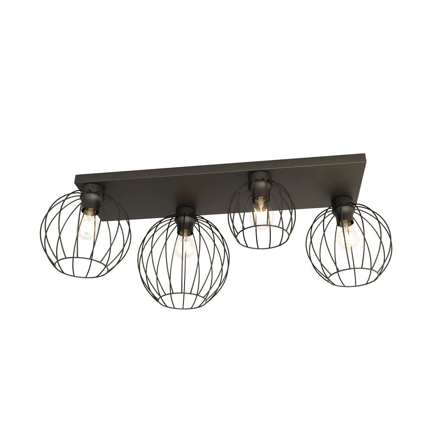 Deckenlampe Retro Schwarz Draht E27 3-flmg 70 cm lang