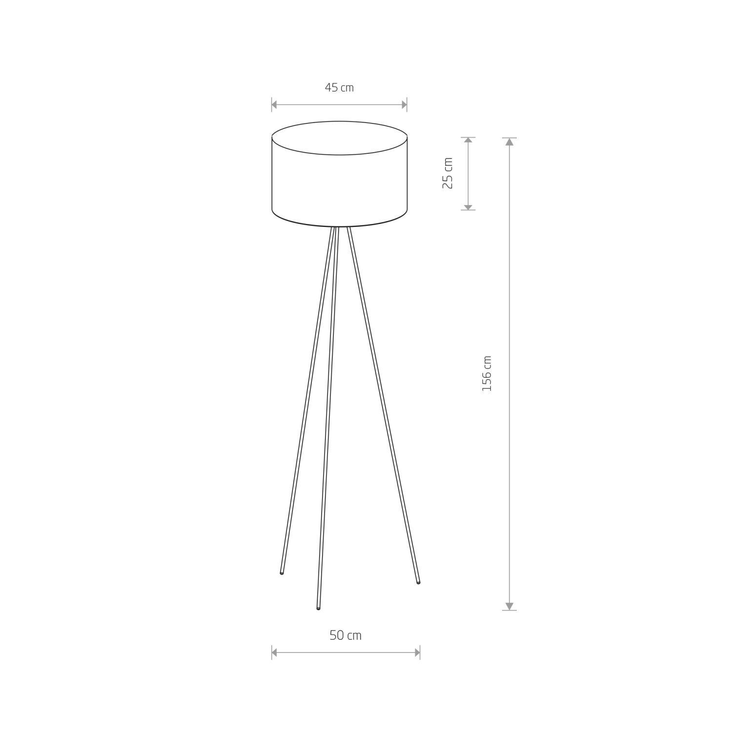 Dreibein Stehlampe E27 156 cm in Schwarz Gold Metall Stoff