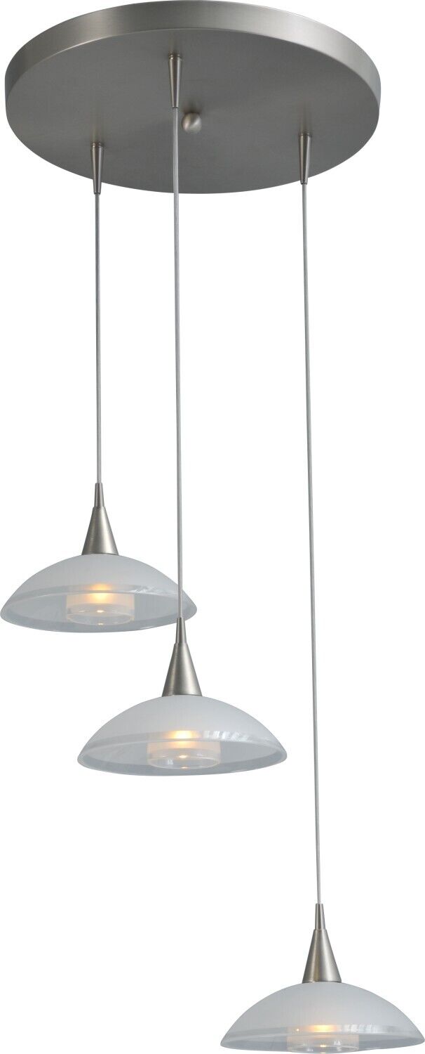 LED Pendelleuchte mit Glasschirm matte Nickel Optik