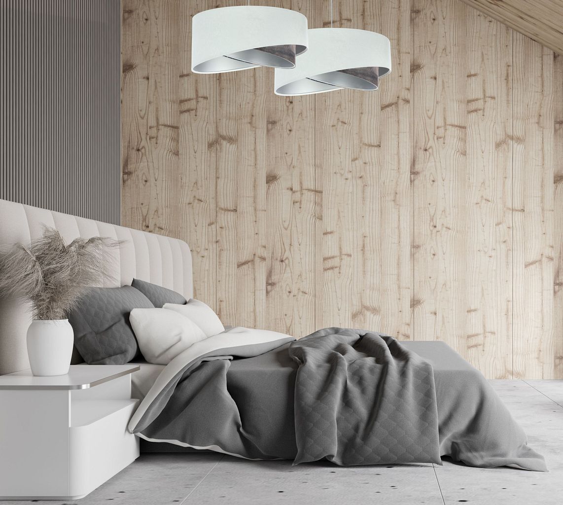 Pendelleuchte Wohnzimmer rund D: 50 cm Stoff Velours Optik