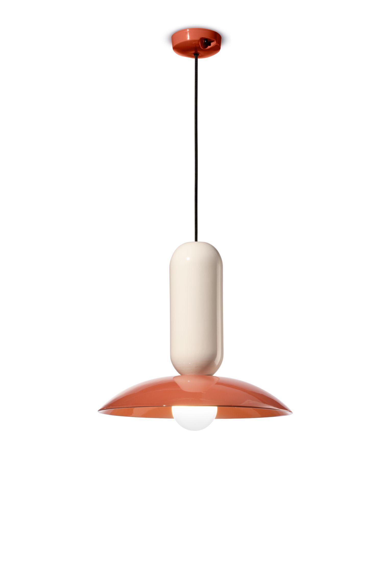 Pendelleuchte Keramik E27 D: 40 cm Creme Orange rund