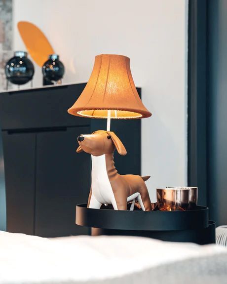 Tischlampe Braun Hund 48 cm Kinderzimmer Wohnzimmer