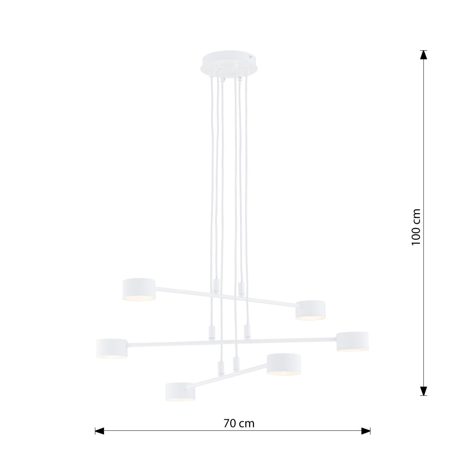 Pendelleuchte Metall Weiß B: 70 cm H: max. 100 cm verstellbar
