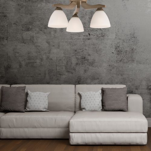 Deckenleuchte BATORY Holz 3-flmg Modern Wohnzimmer