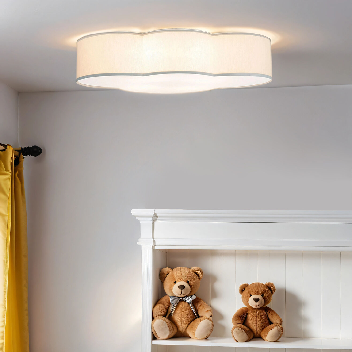 Wolkenlampe Kinderzimmer Grau Stoff 62 cm lang 4x E27