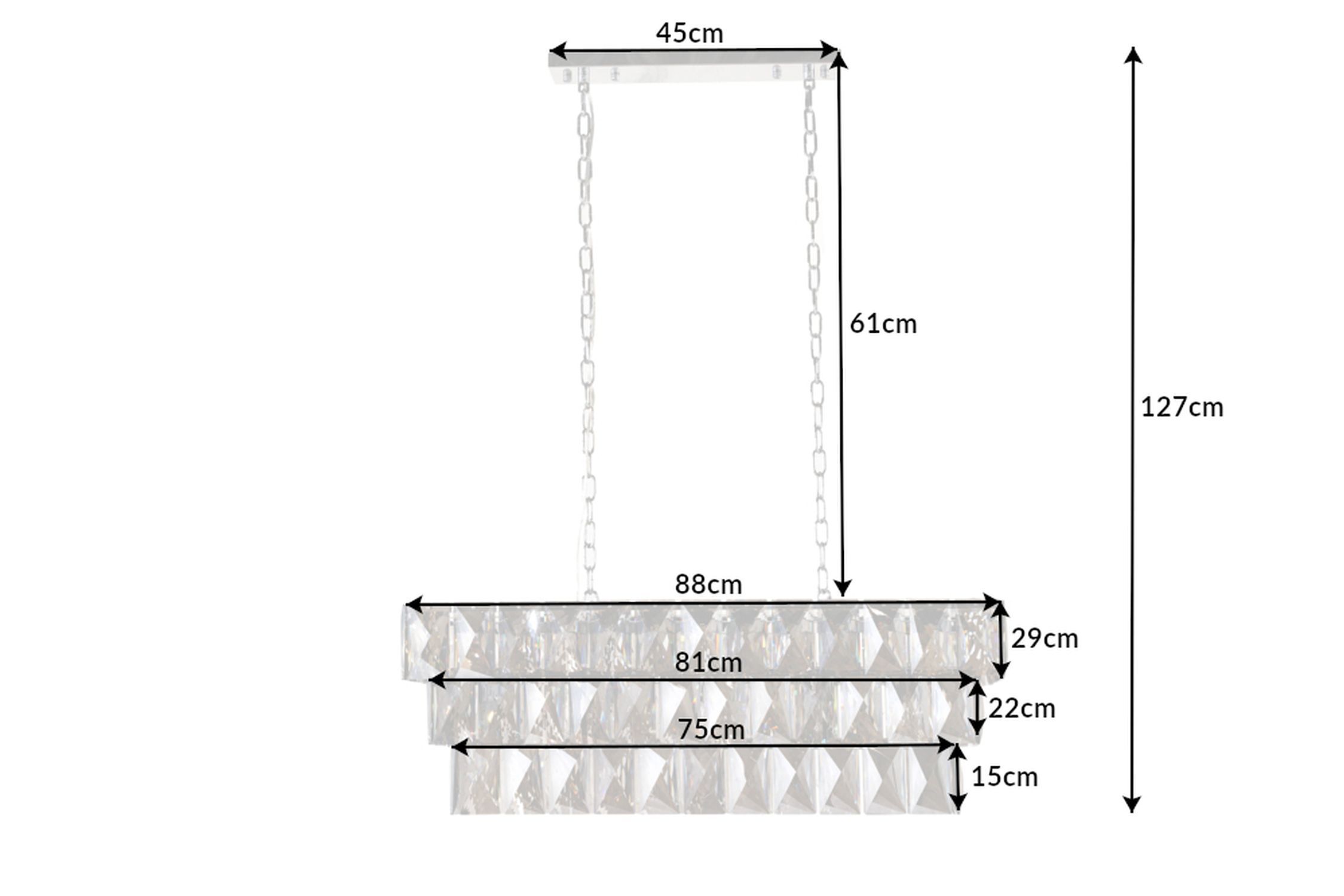 Lange Pendelleuchte Glas Metall 88 cm E14 Modern