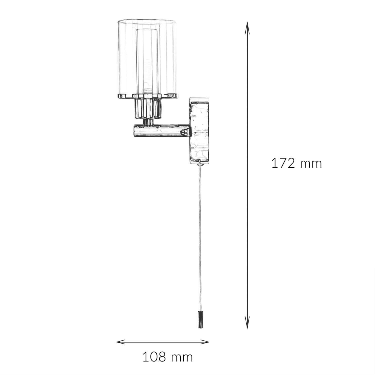 Kleine Wandlampe mit Schalter Glasschirm IP44 H:17cm