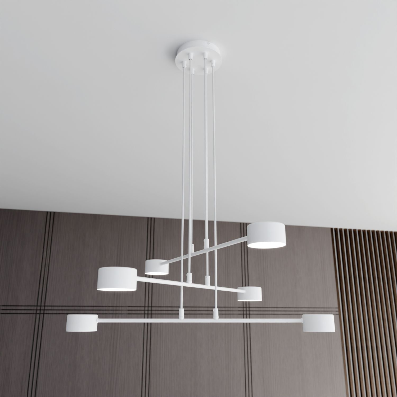 Pendelleuchte Metall Weiß B: 70 cm H: max. 100 cm verstellbar