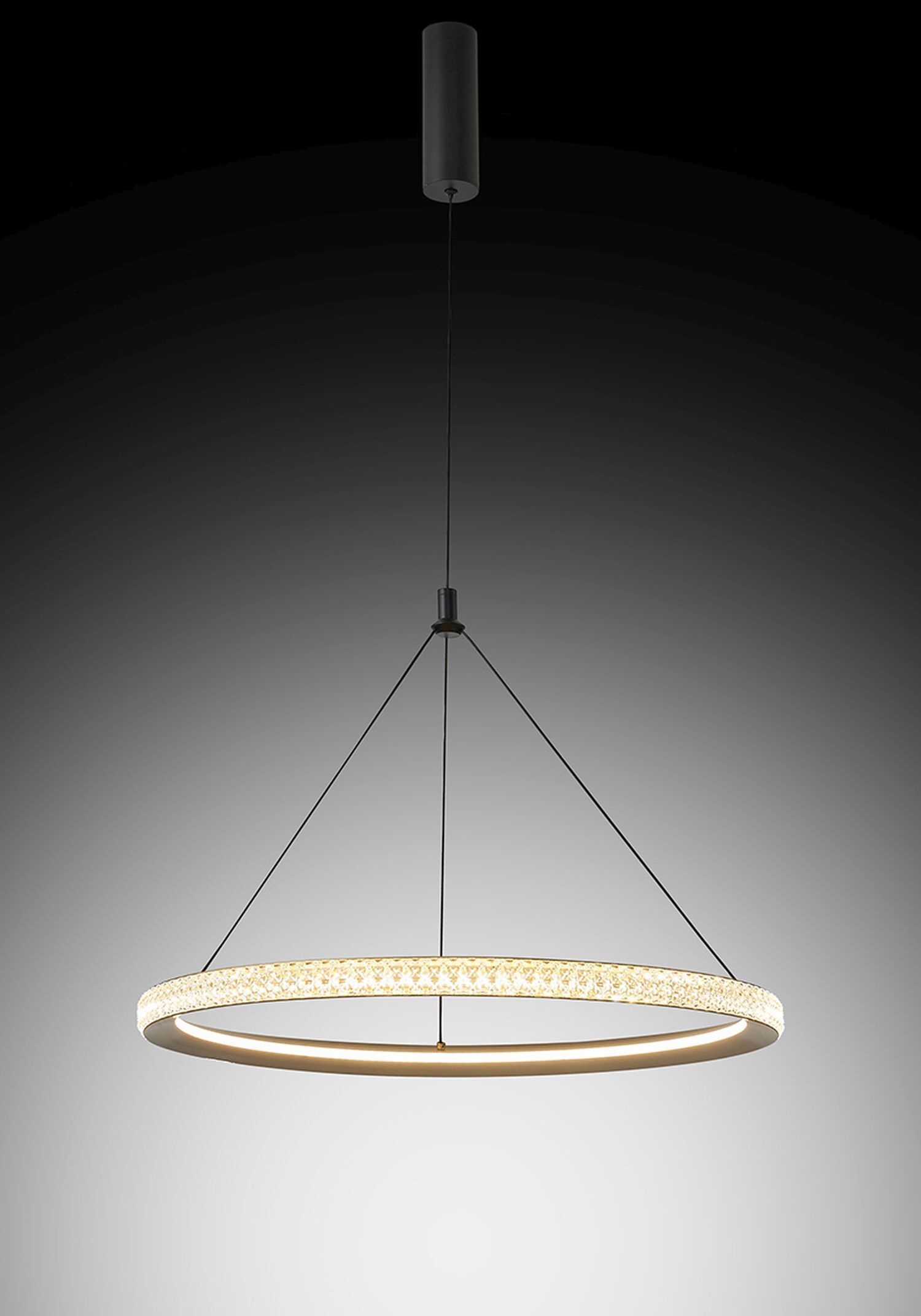 LED Kronleuchter Ring Ø 60 cm Kristall in Schwarz Gold