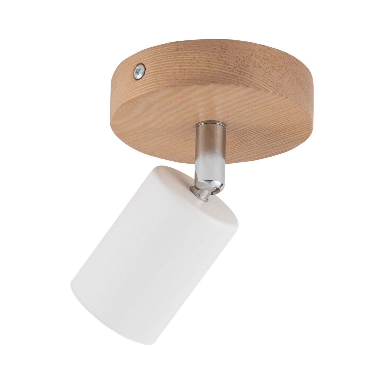 Spot Lampe Holz Metall Ø 10 cm schwenkbar Weiß Natur