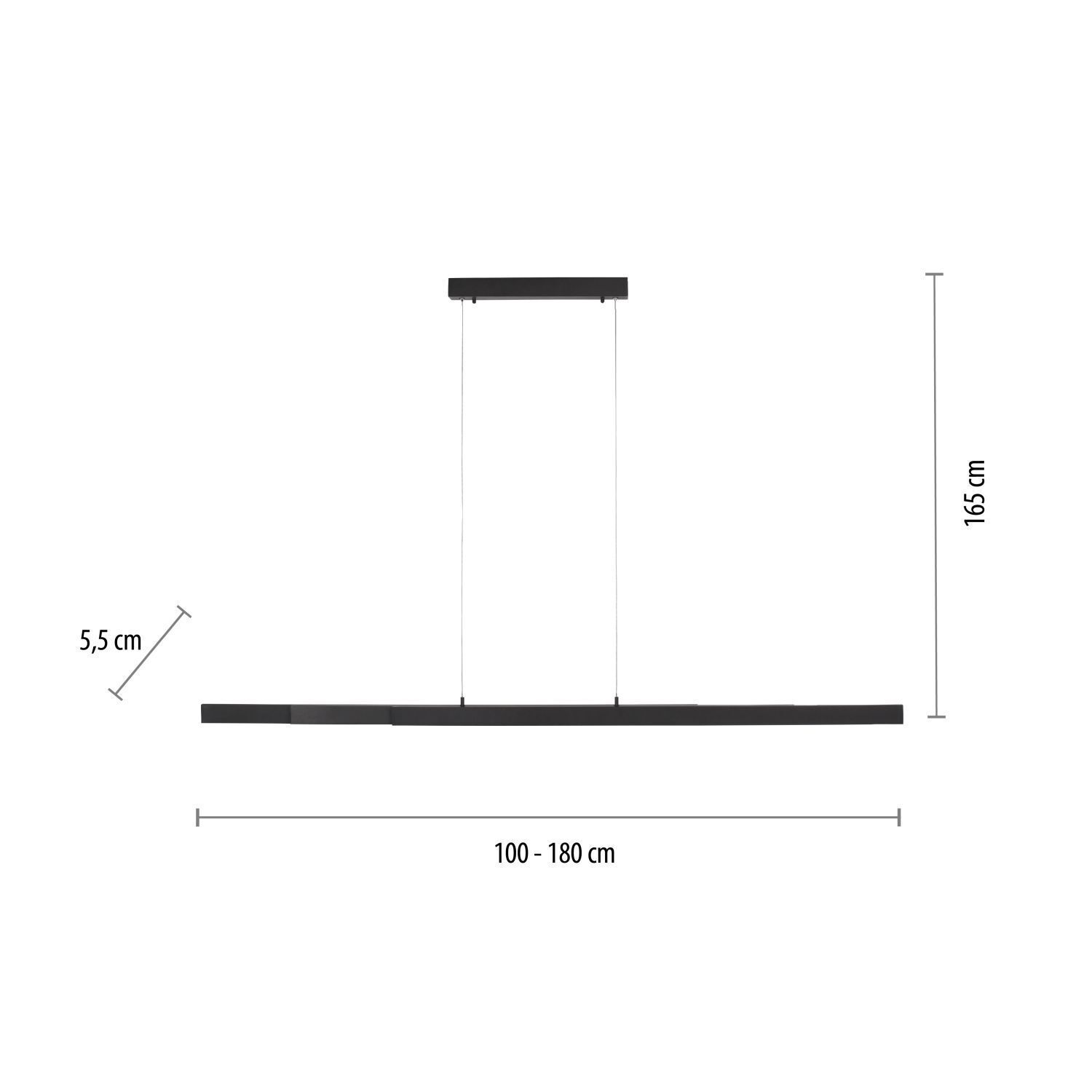 LED Pendelleuchte Anthrazit Metall 13 W 165 cm länglich