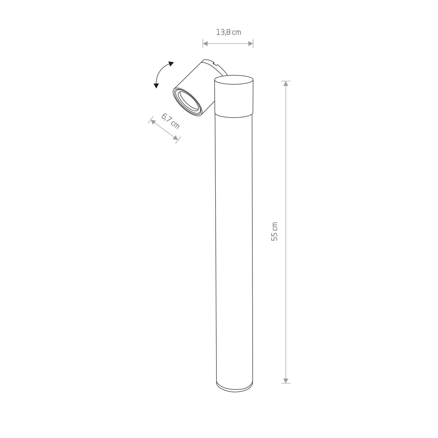 Wegeleuchte IP54 Schwarz GU10 55 cm Glas Aluminium schwenkbar