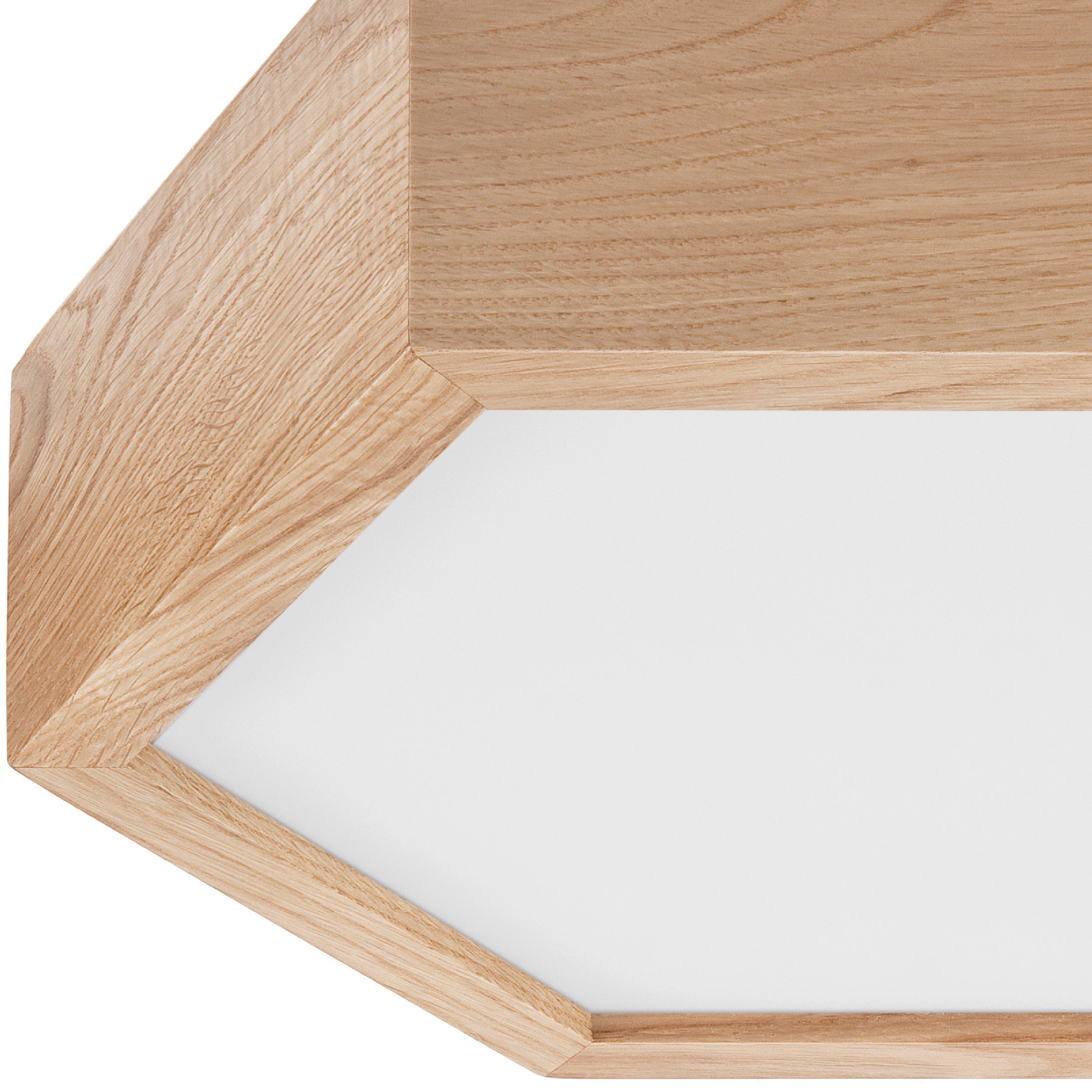 Deckenlampe Holz Glas 6-eckig E27 32 cm breit Wohnzimmer