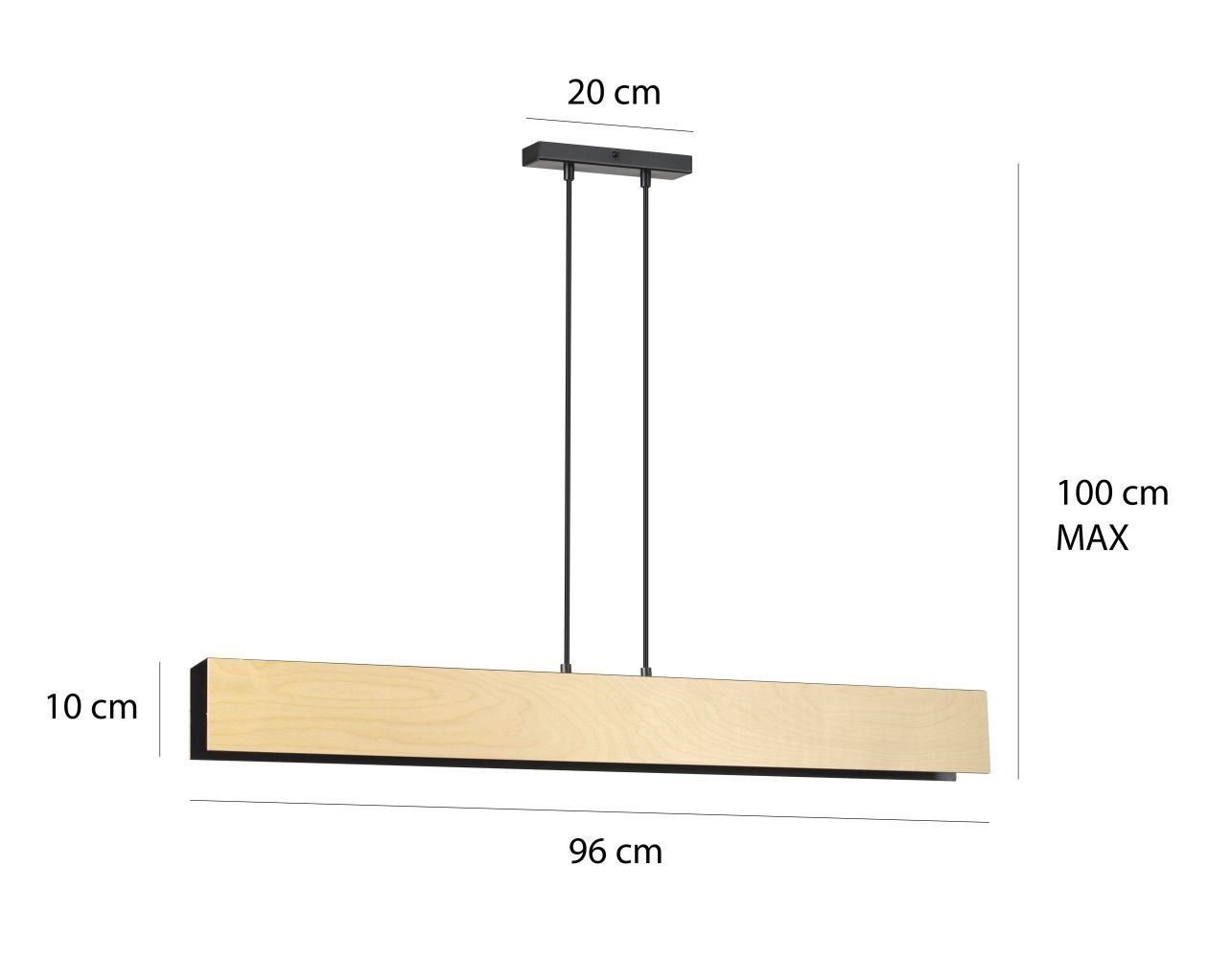 Hängelampe Holz Metall 4x E27 Skandinavisch verstellbar