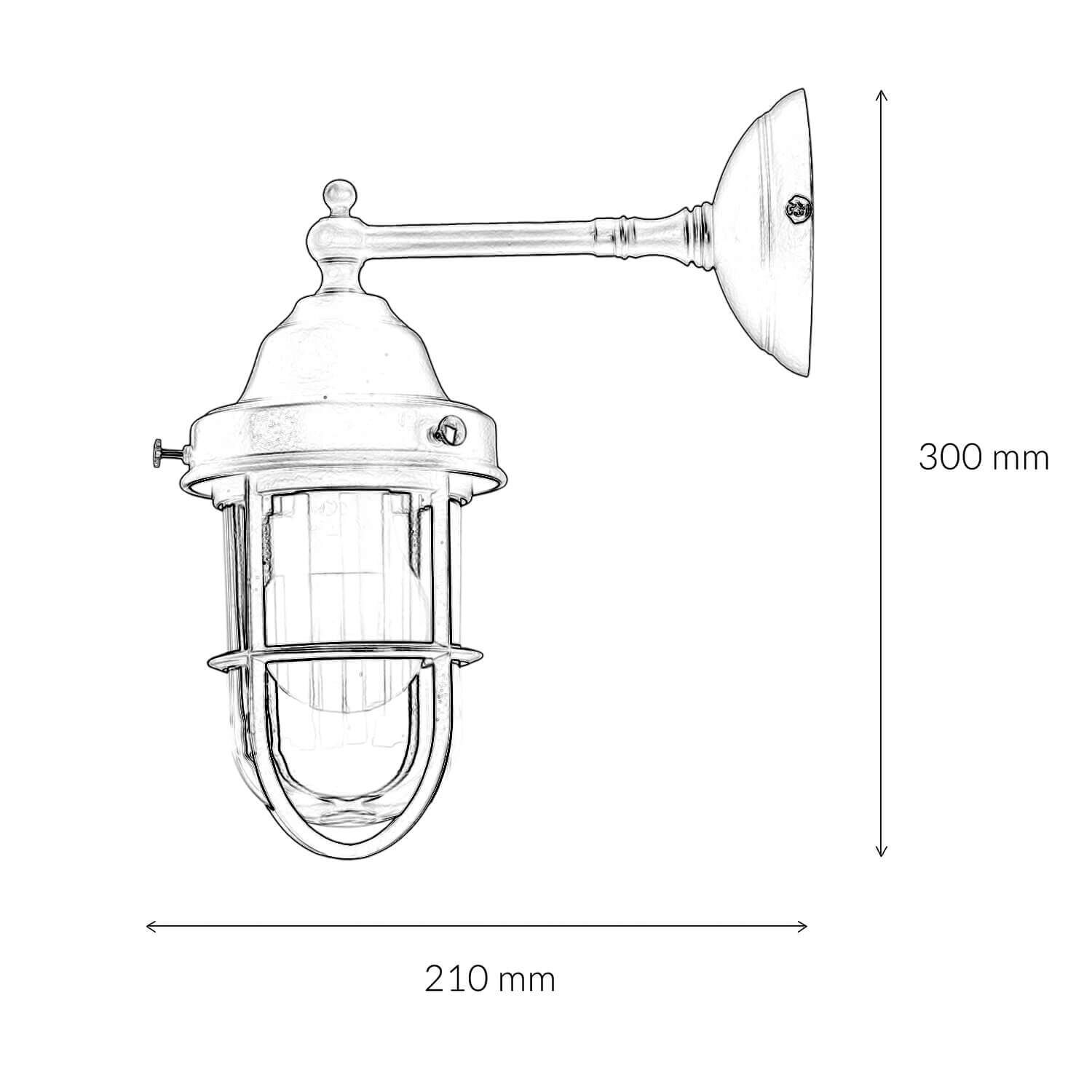 Außenleuchte Wand Messing Glas Maritim IP44 E27