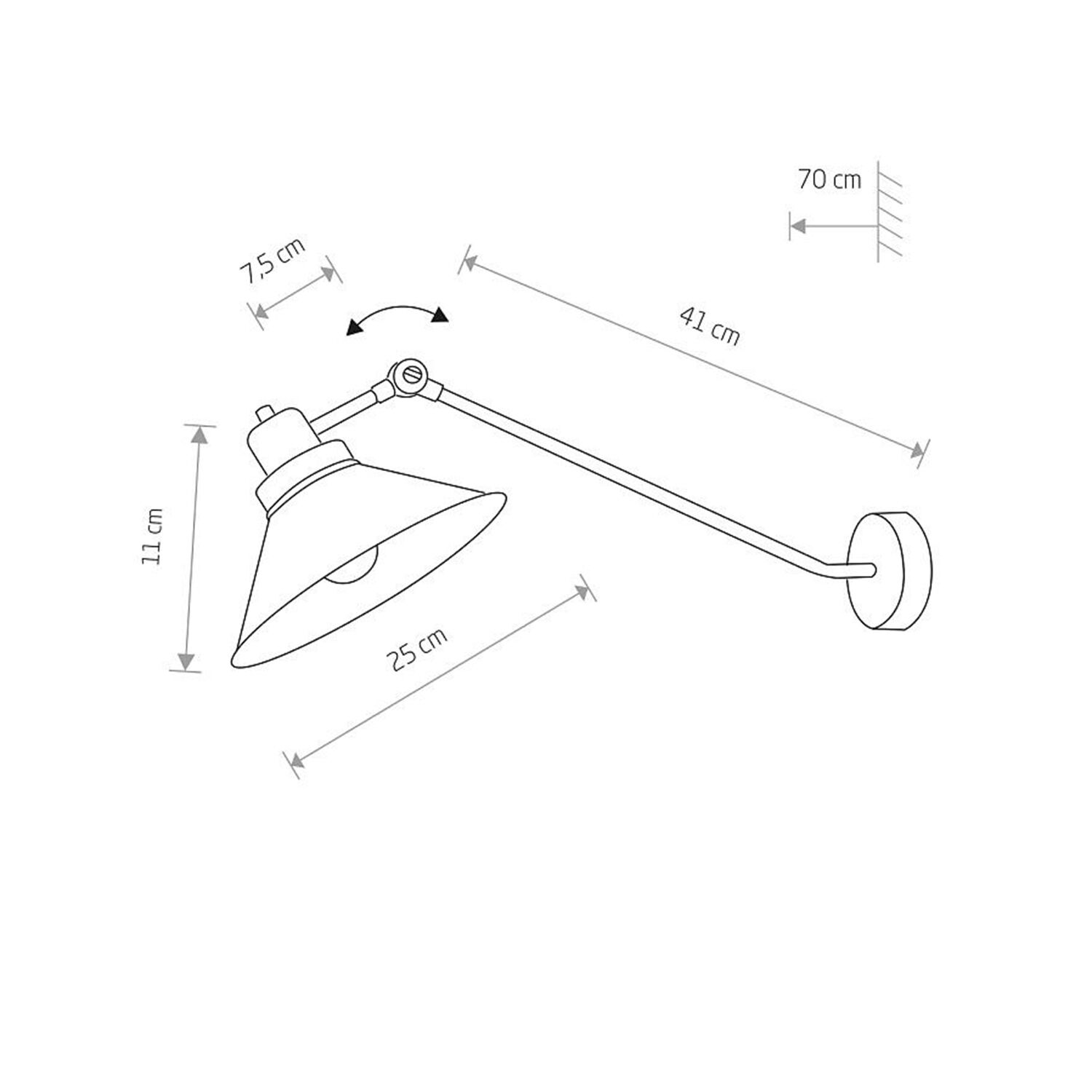 Wandlampe Schwarz Metall verstellbar XXL E27