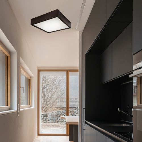 Quadratisch Deckenleuchte Braun Wohnzimmer Holz
