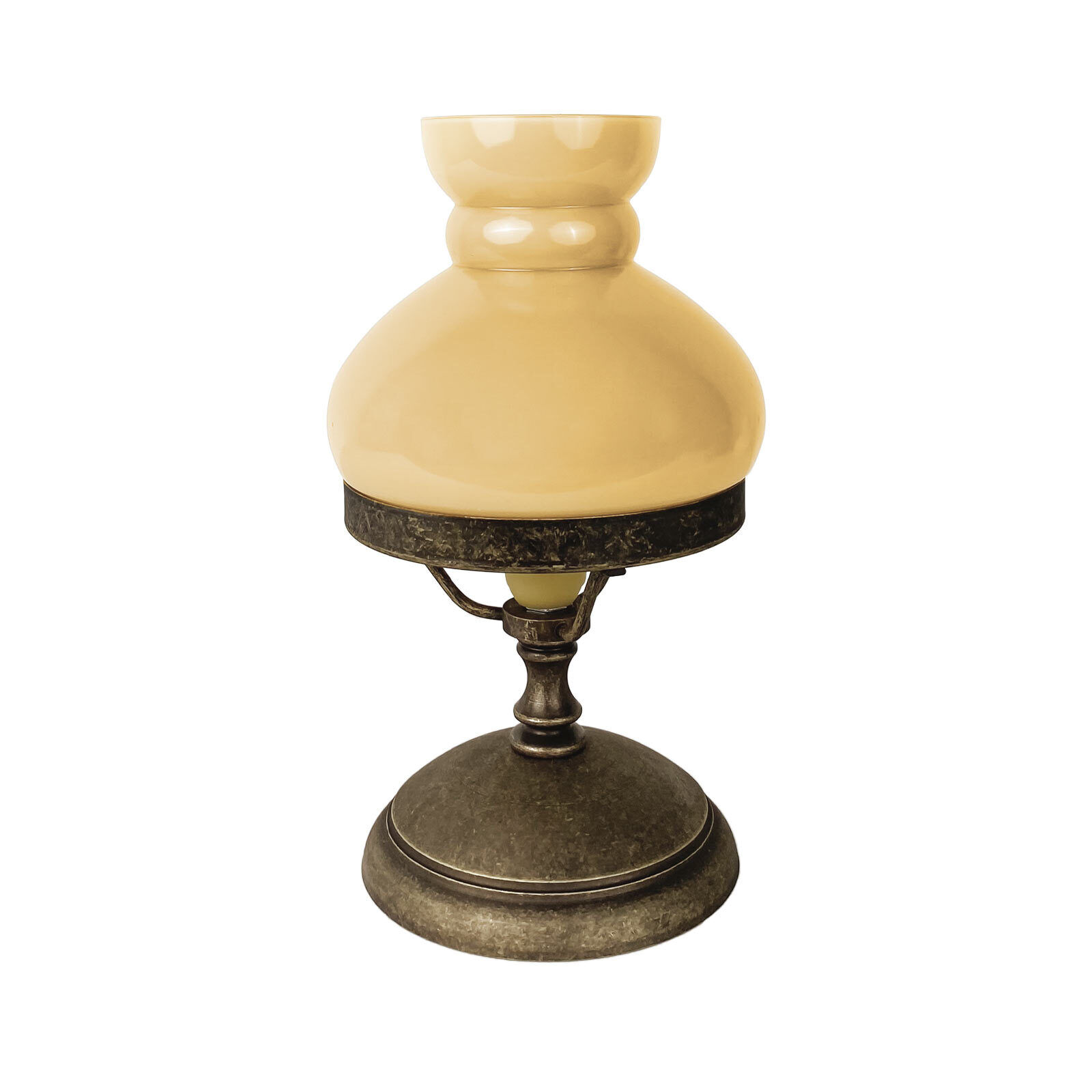 Tischlampe Glas Messing 23,5 cm in Bronze Antik Creme E14