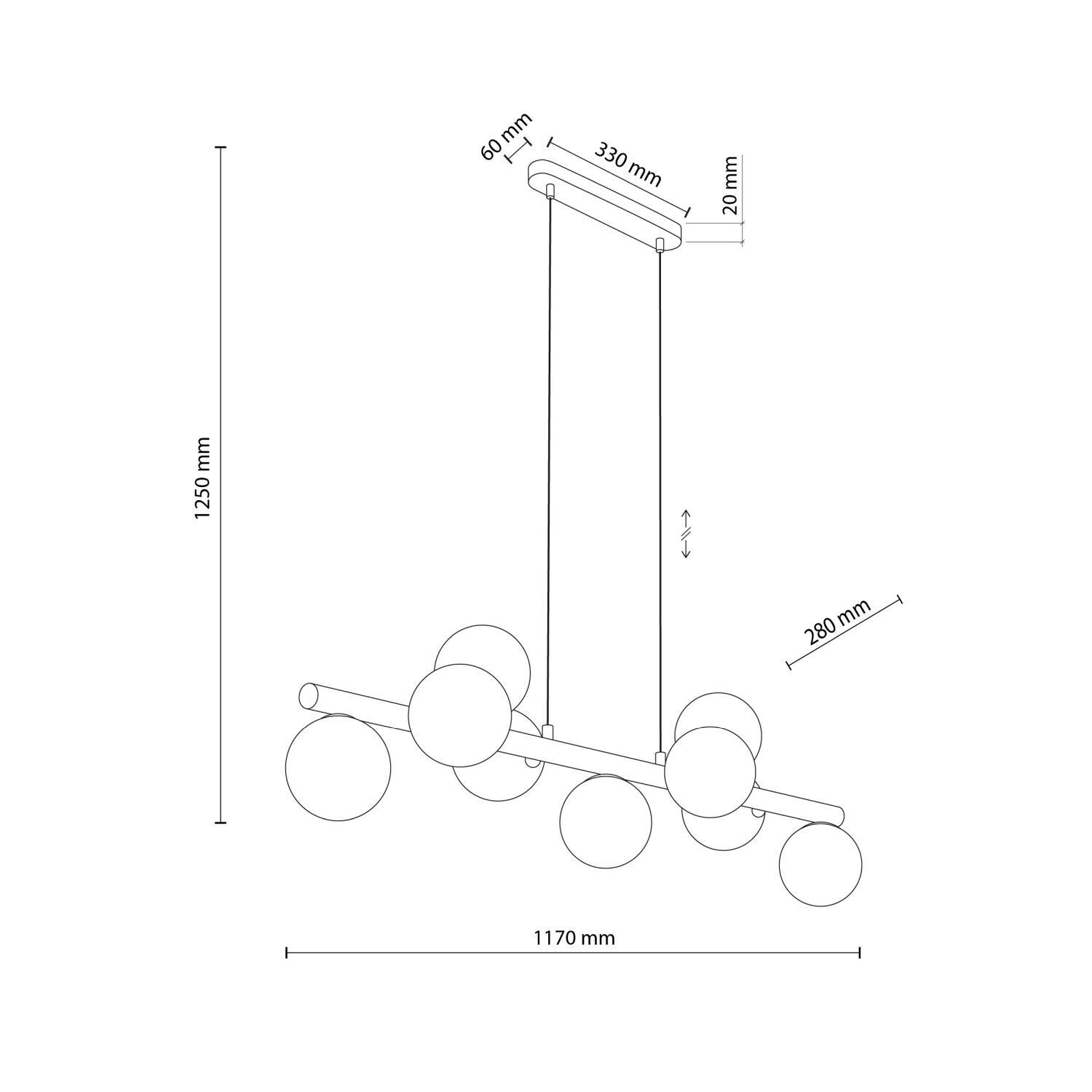 Pendelleuchte Esstisch 117 cm lang H: max. 125 cm verstellbar