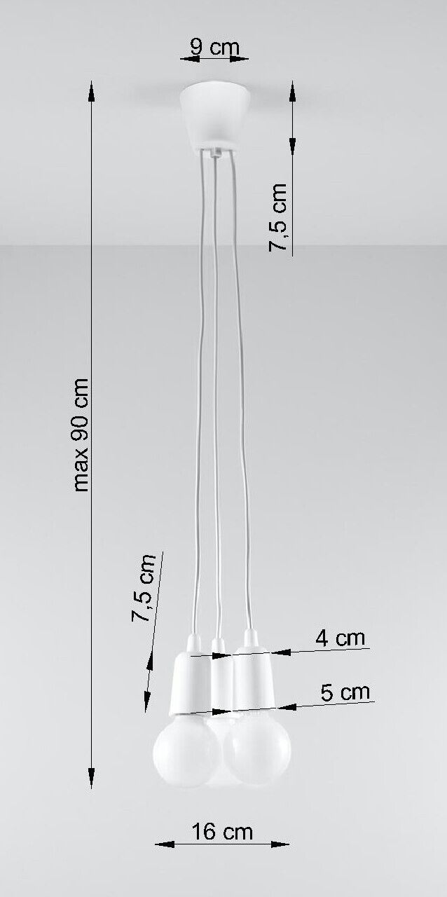 Hängeleuchte Weiß verstellbar bis 90cm Retro 3x E27