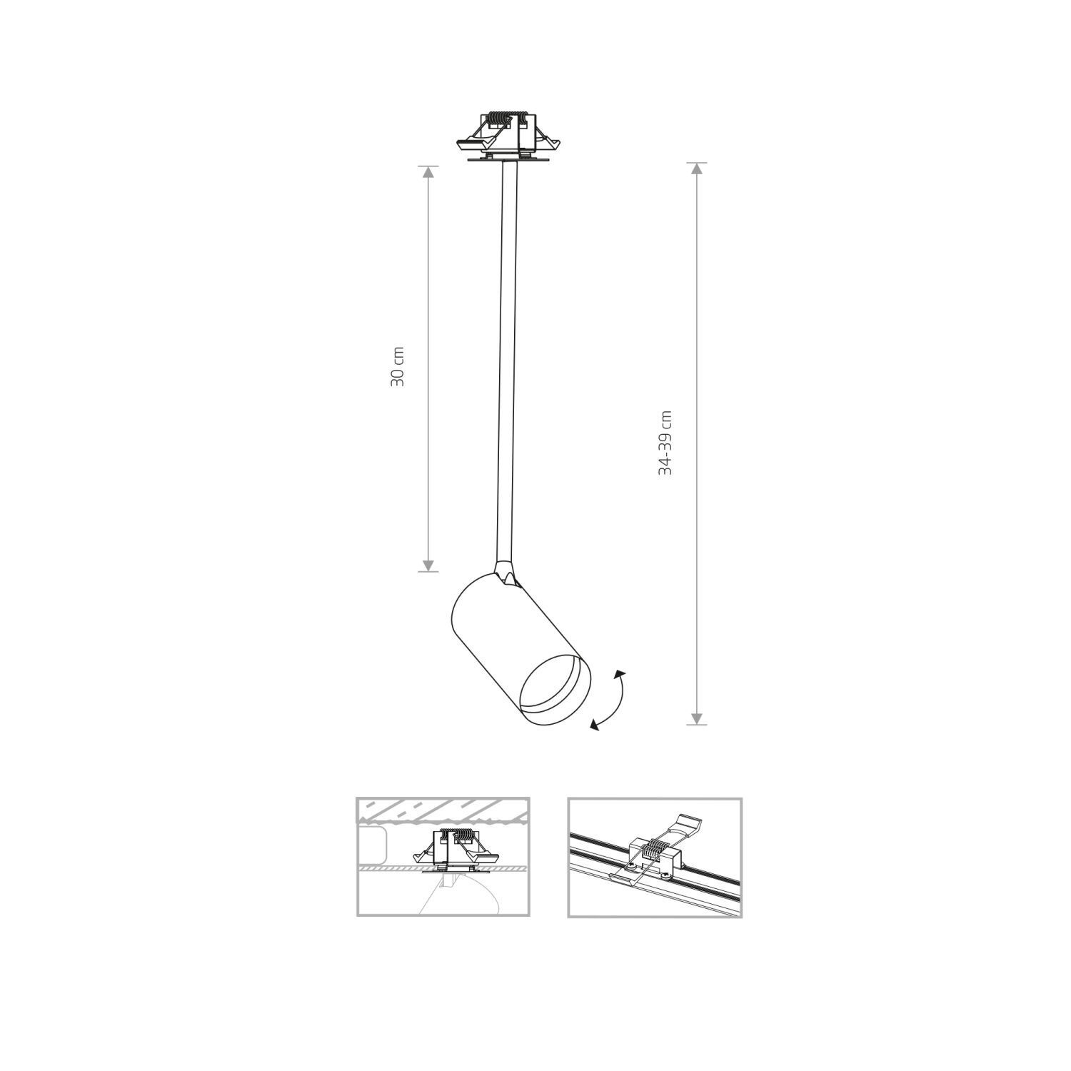 Einbauleuchte Messing Metall verstellbar Modern H: 34-39 cm