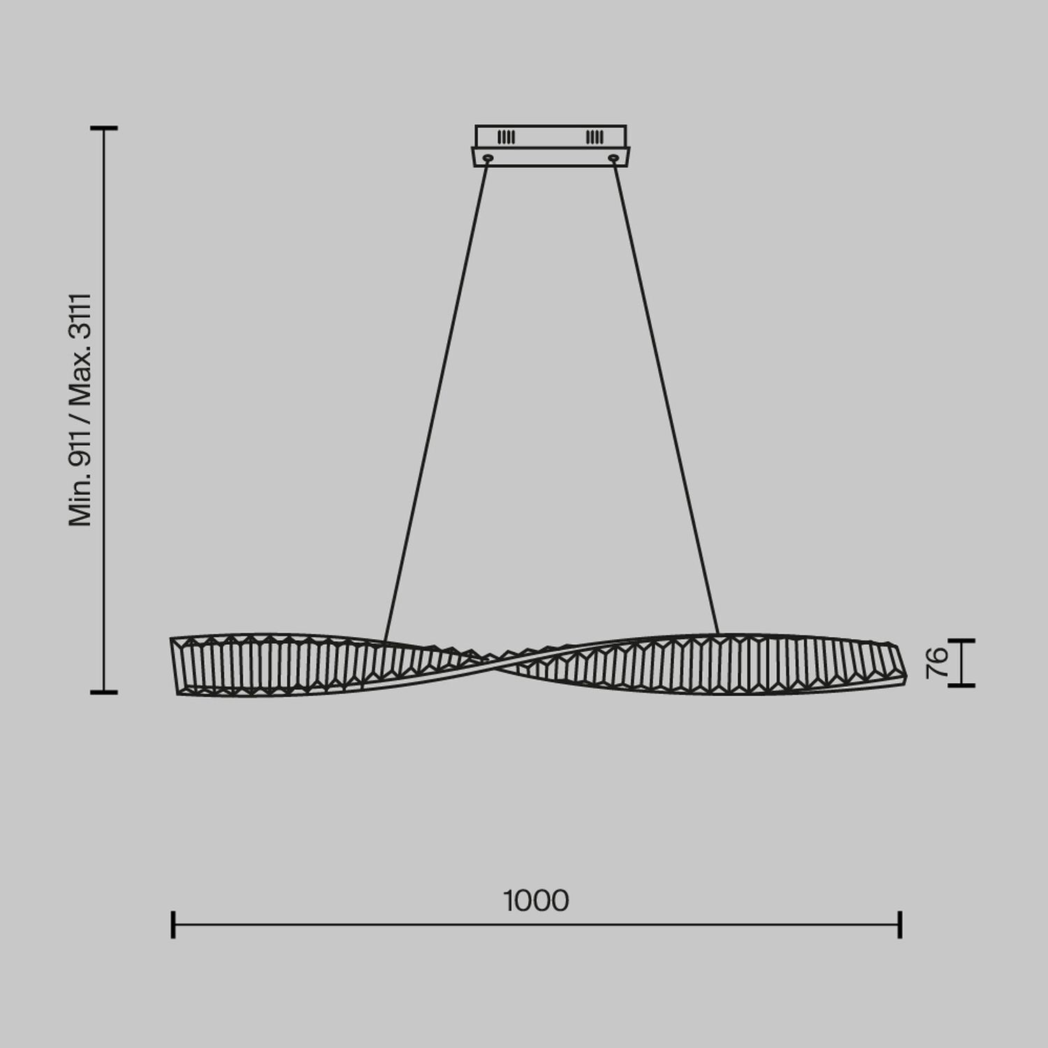 LED Pendelleuchte Metall H: max. 311,1 cm in Messing